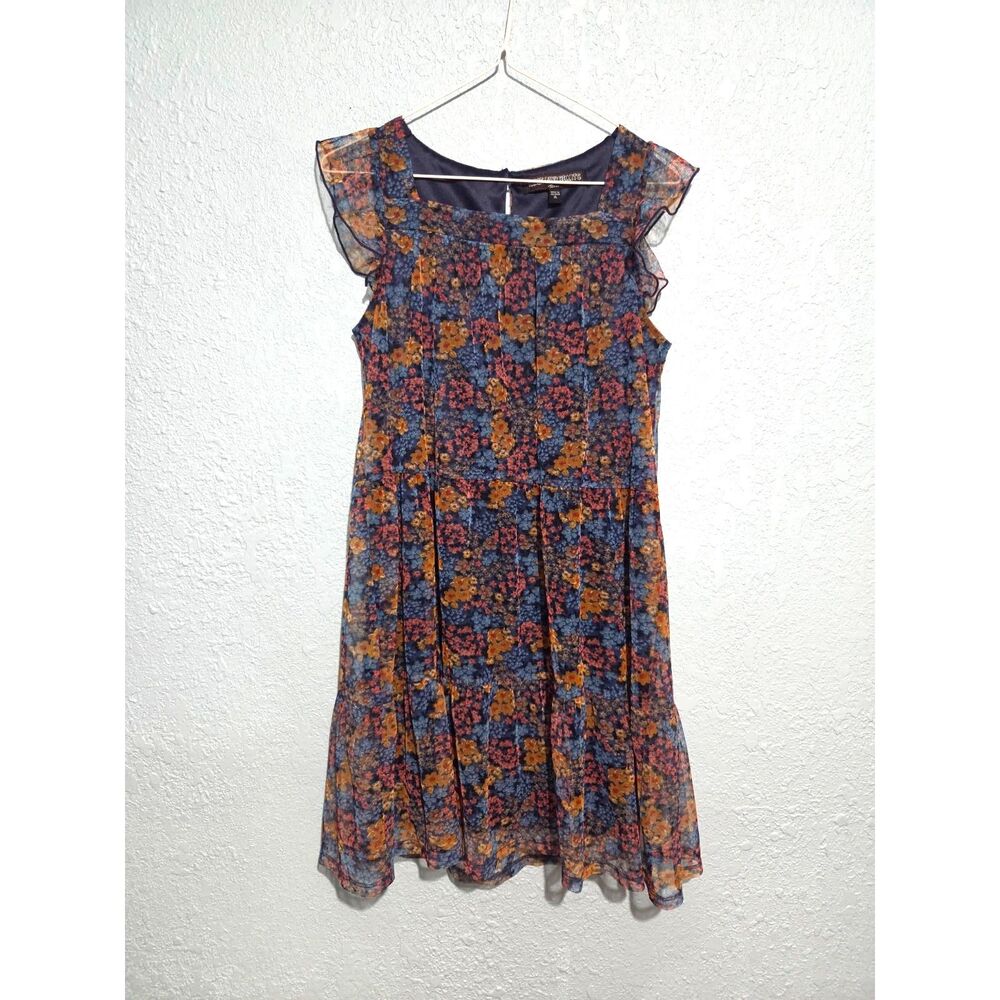 Three Pink Hearts Kid's Casul Floral Sheer Overlay Dark Lining Dress Sz XL